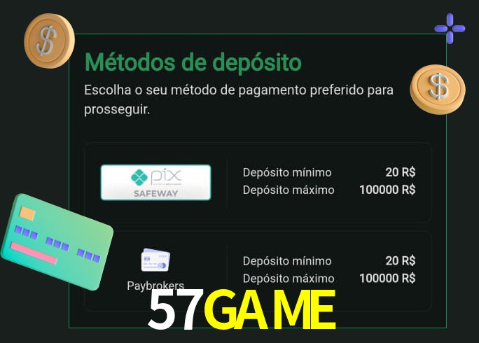 O cassino 57GAMEbet oferece uma grande variedade de métodos de pagamento